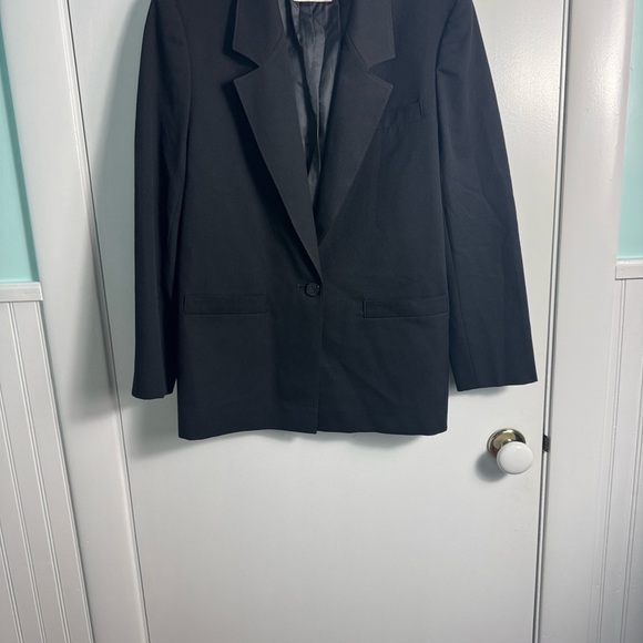 Vintage Pendleton Black One Button Virgin Wool Blazer Women Size 10 - Picture 3 of 8